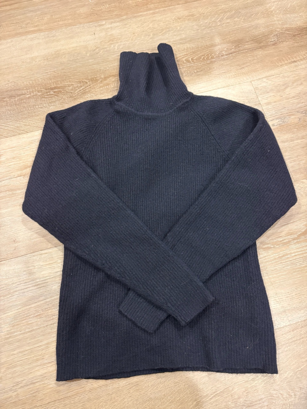 Karen Kane Marino Wool Black Ribbed Cowl Neck Sweater - Picture 3 of 4